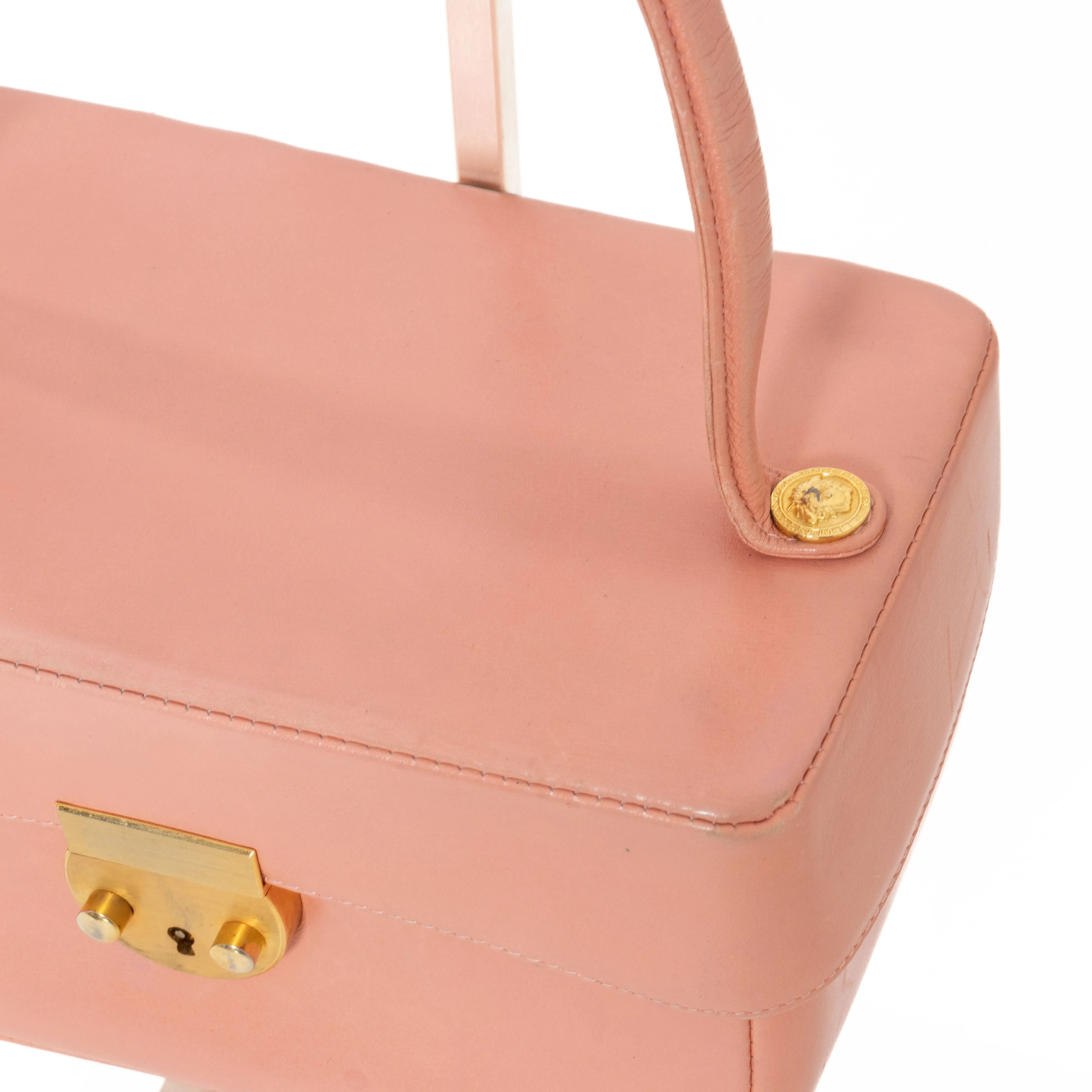 1990s Pink Leather Top Handle Bag