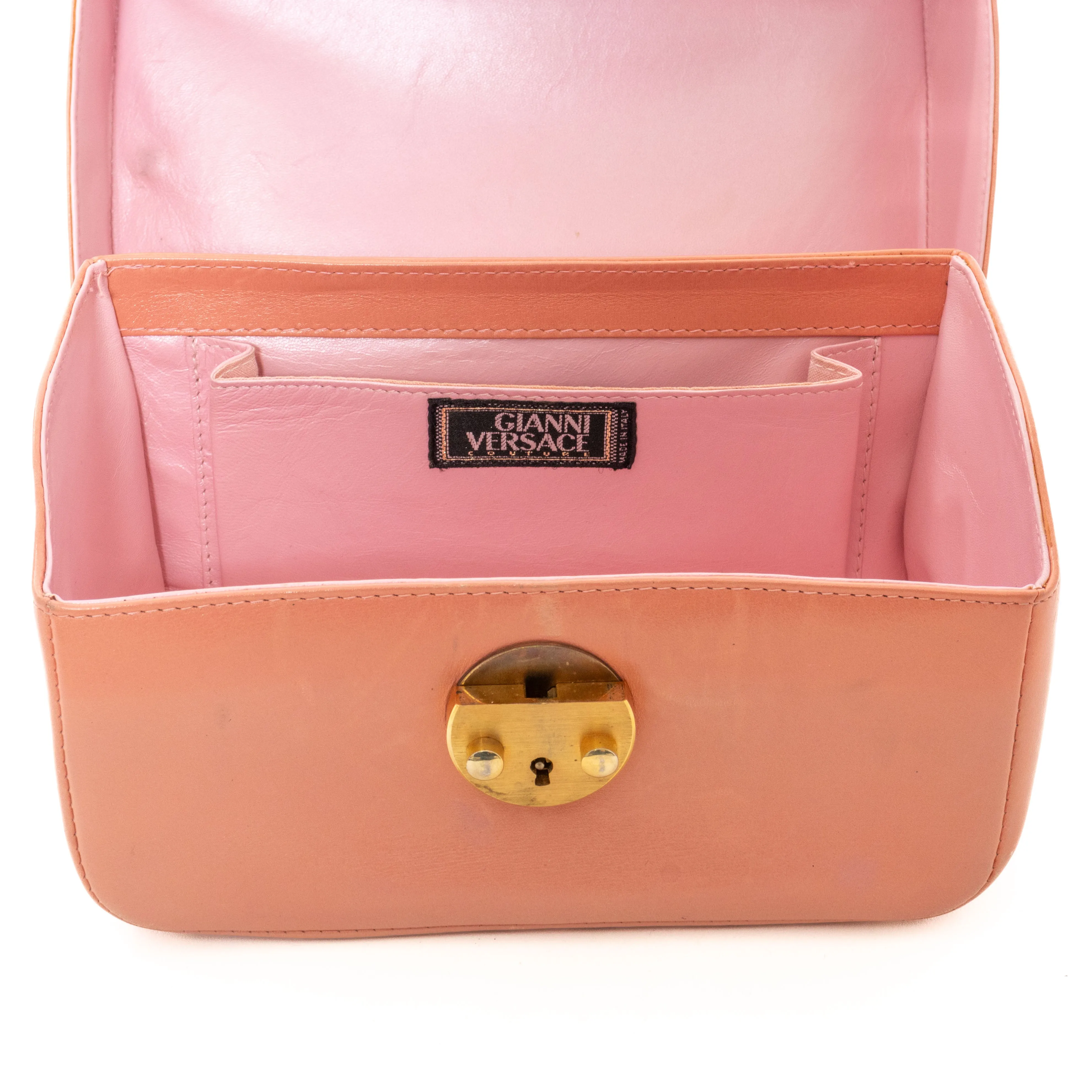 1990s Pink Leather Top Handle Bag