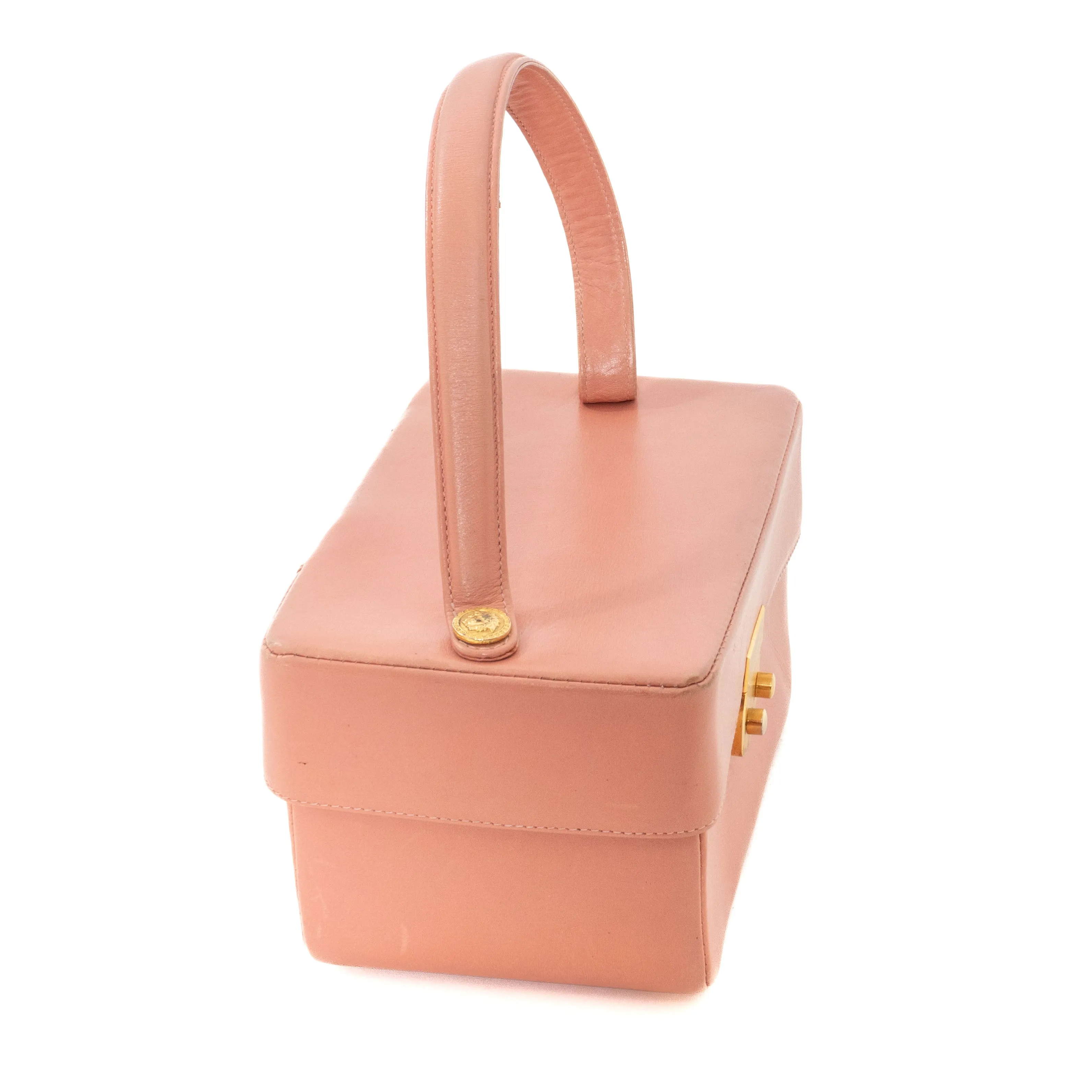 1990s Pink Leather Top Handle Bag