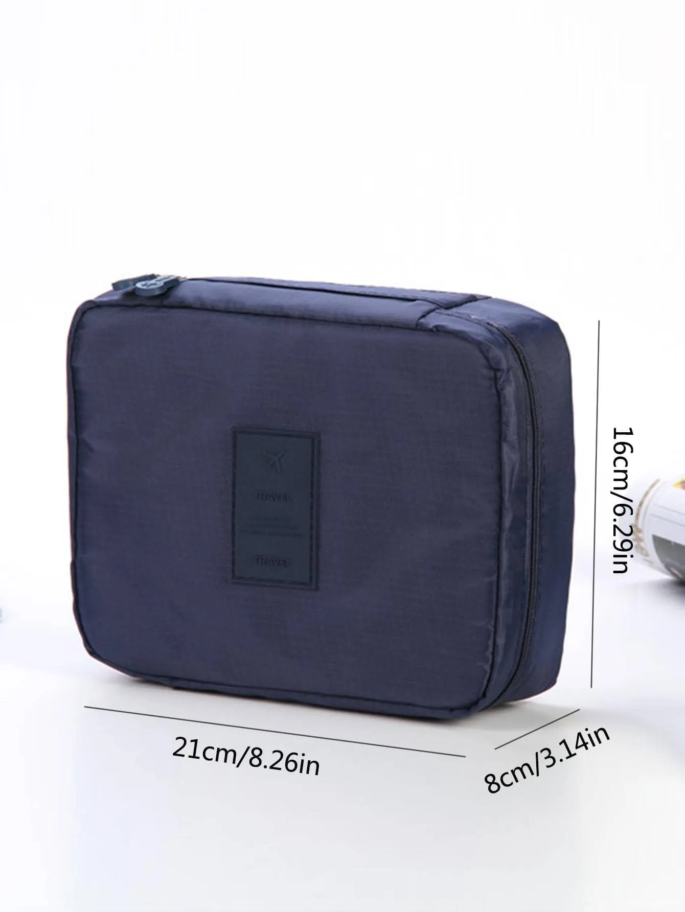 1pc Black Travel Makeup Bag, Modern Waterproof Zipper Portable Makeup Organizer For Travel