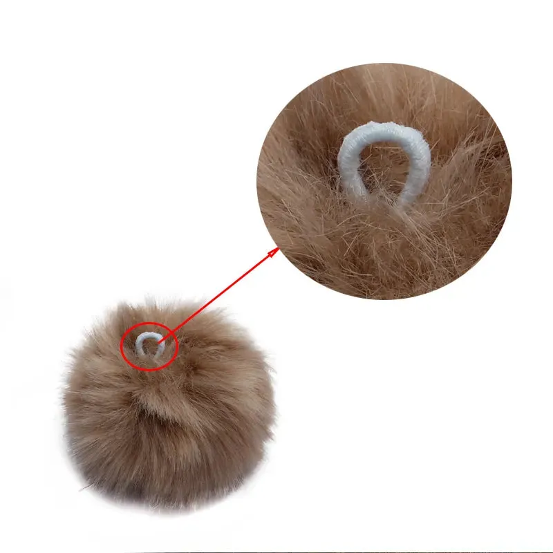 1Pcs 8Cm Fake Fur Bag Keychain Pompom Car Keyring Silver Color Chains Pompons Fake Fox Rabbit Fur Ch