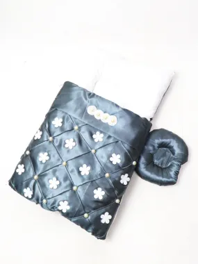 2Pcs Newborn Baby Quilted Sleeping Bag Flowers Dark Grey