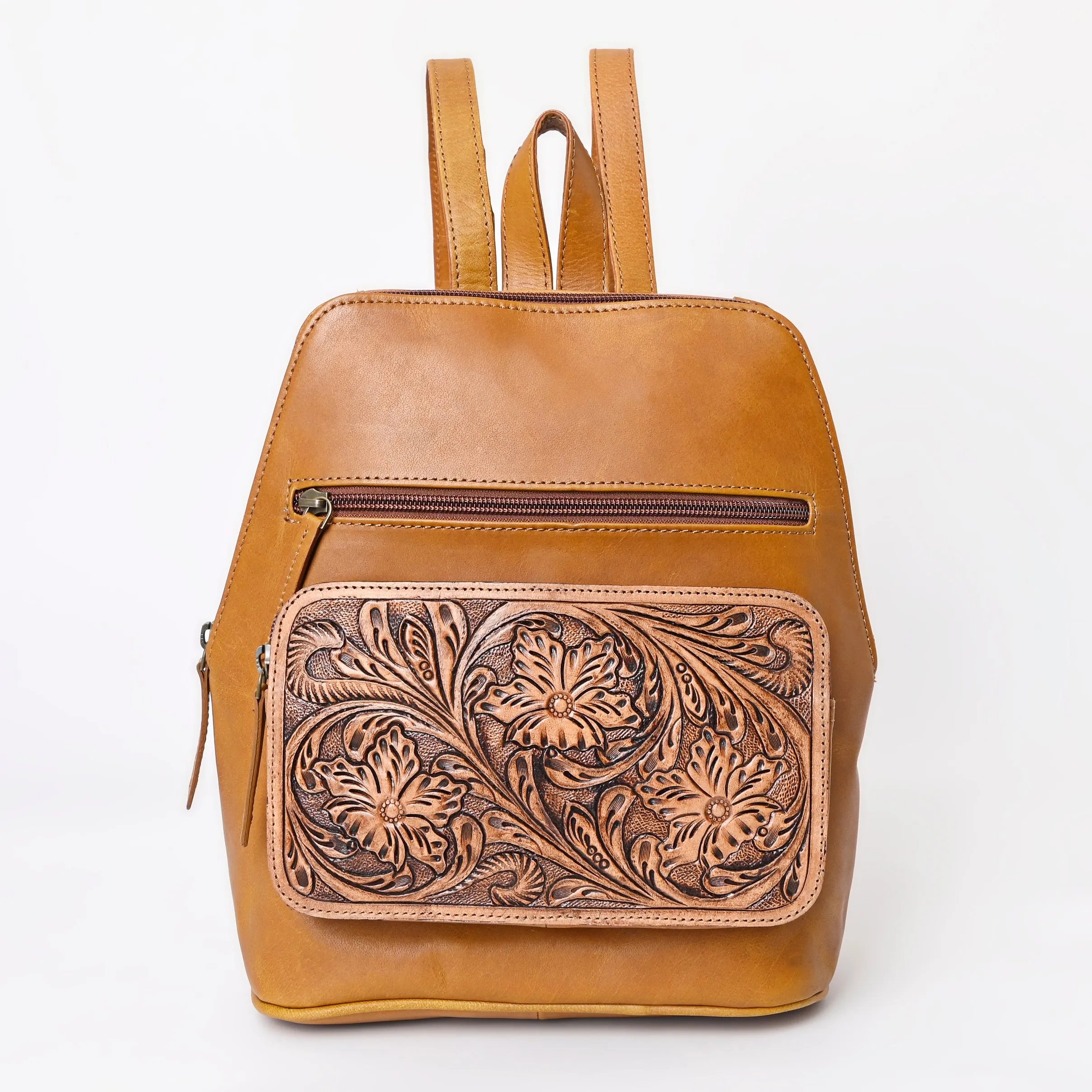 A&A-1043 Montana West Genuine Oily Calf Leather Hand Tooled Collection Backpack