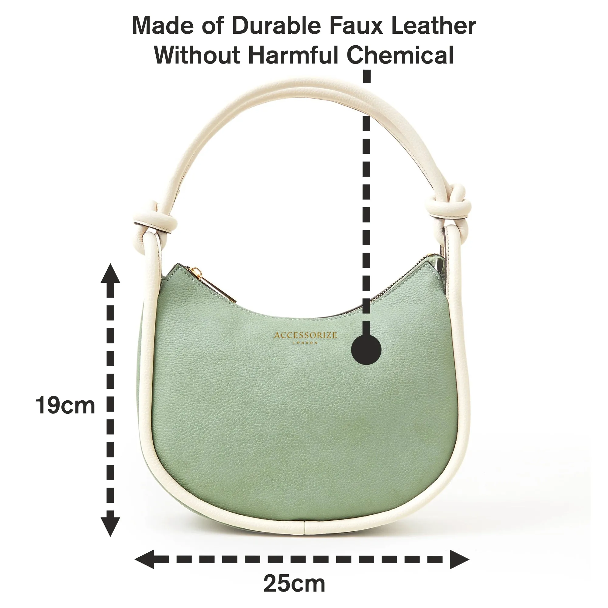 Accessorize London Women's Faux Leather Light Green Contrast Knotted Shoulder Bag