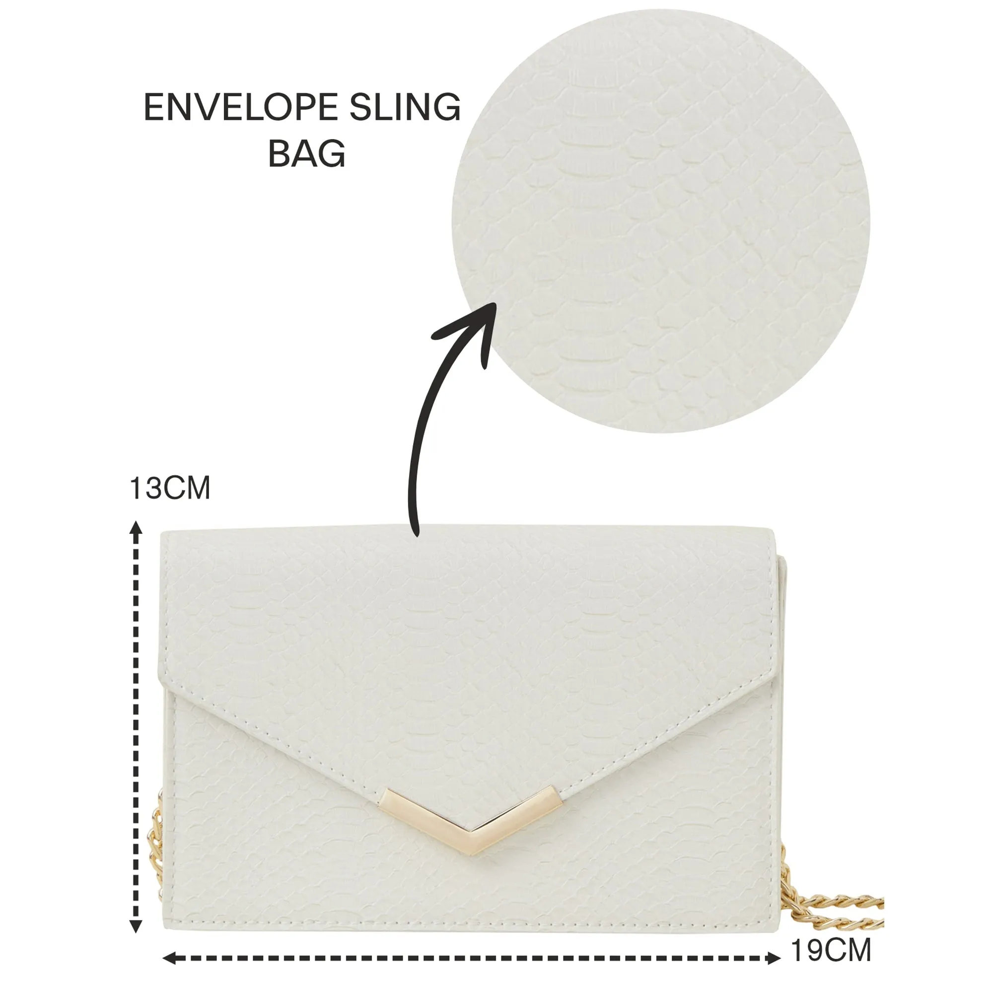 Accessorize London Women's White Envelope Sling Bag