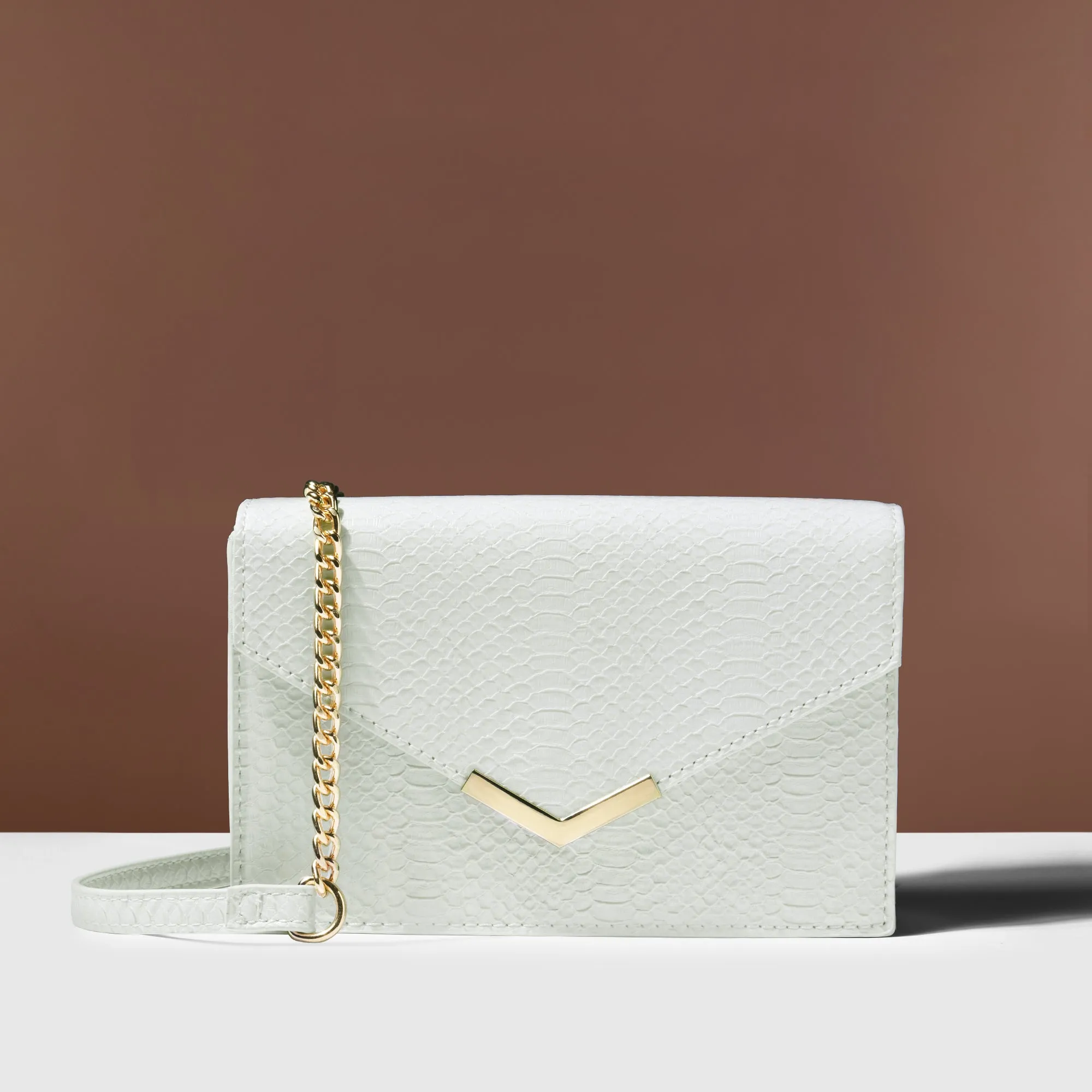 Accessorize London Women's White Envelope Sling Bag