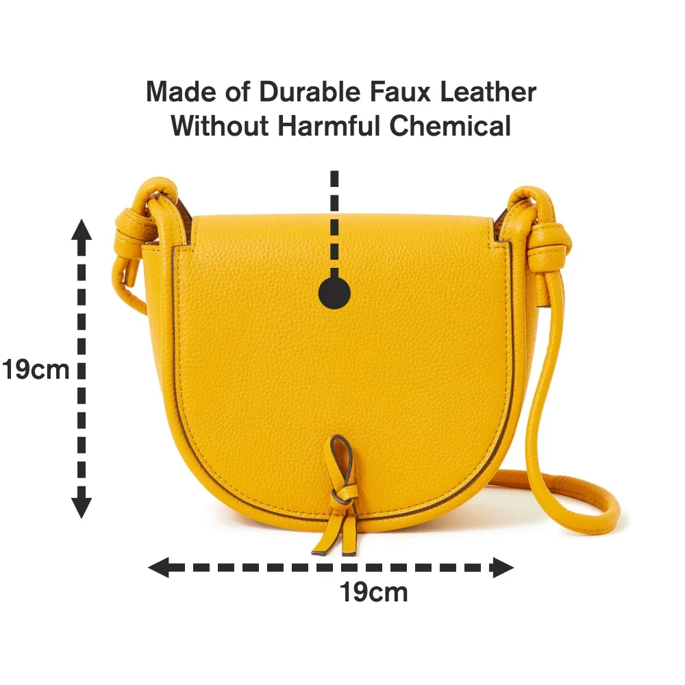 Accessorize London Yellow Knot Detail Saddle Sling Bag