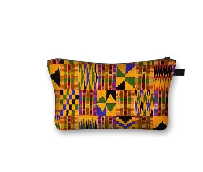 African Print Makeup and Cosmetic Bag - Kente