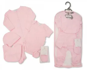 Baby 5 pcs Gift Set in Mesh Bag - Plain Pink (Newborn) Gp-25-1047