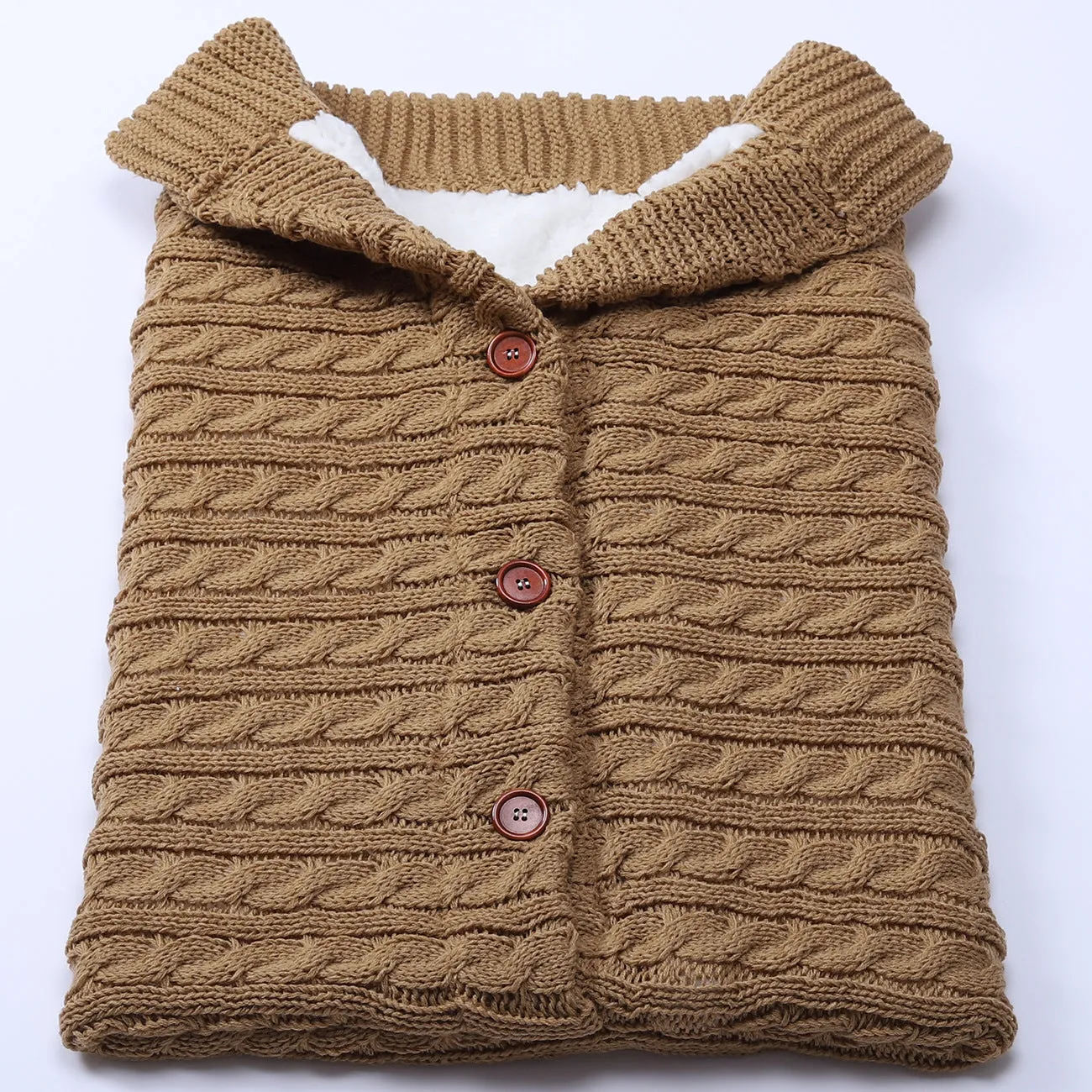 Baby Button Solid Knitted Padded Thickening Winter Sleeping Bag