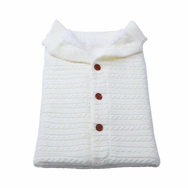 Baby Button Solid Knitted Padded Thickening Winter Sleeping Bag