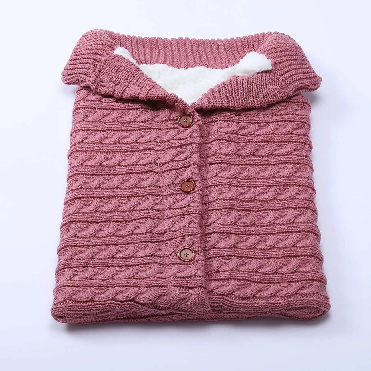 Baby Button Solid Knitted Padded Thickening Winter Sleeping Bag