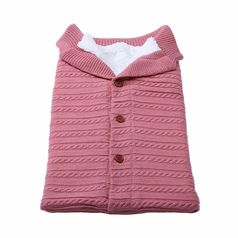 Baby Button Solid Knitted Padded Thickening Winter Sleeping Bag