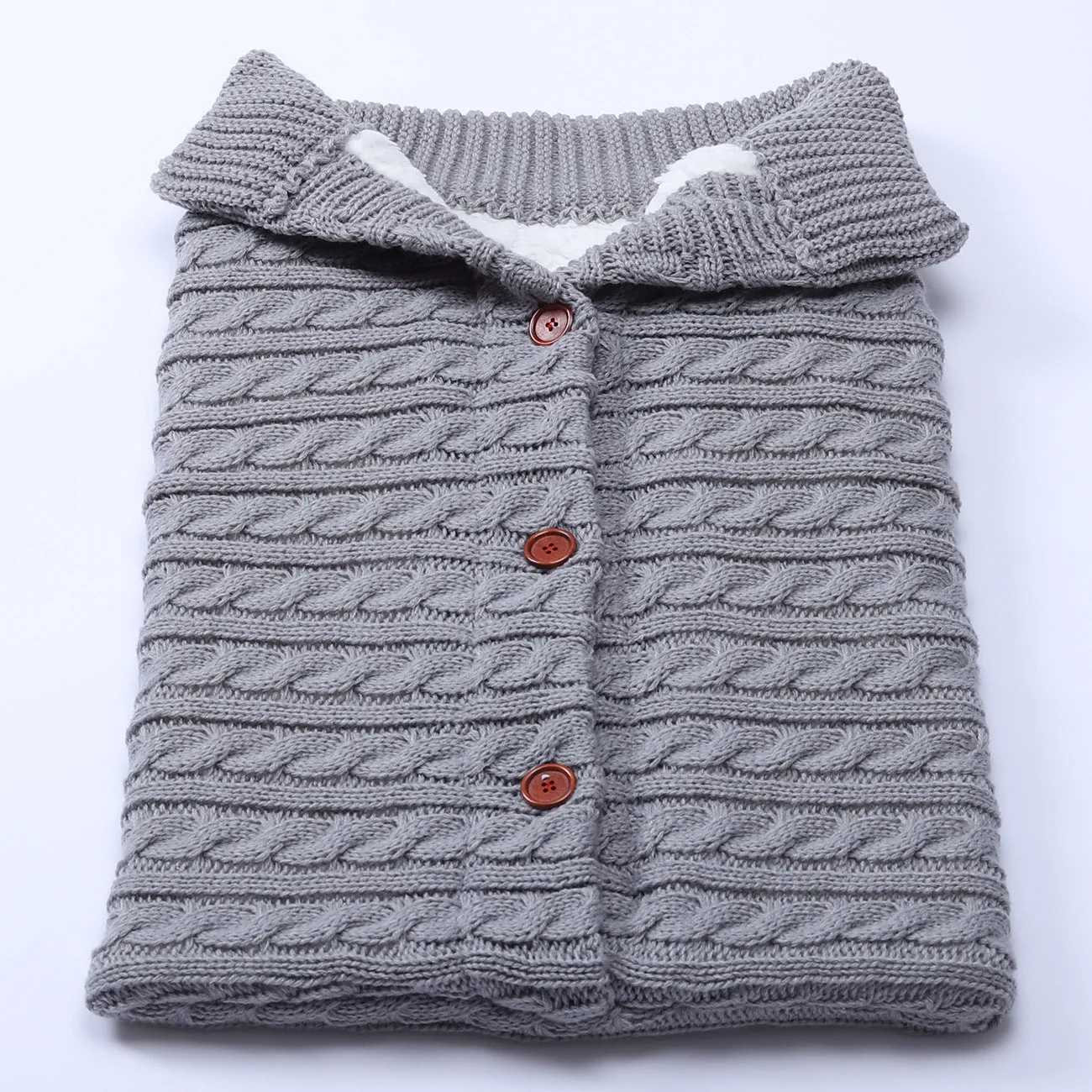 Baby Button Solid Knitted Padded Thickening Winter Sleeping Bag