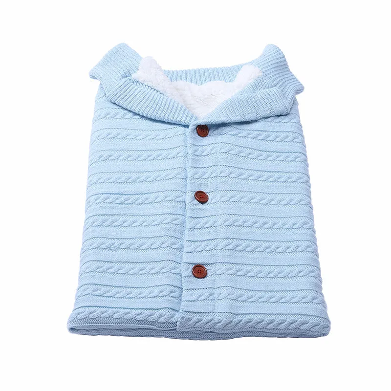 Baby Button Solid Knitted Padded Thickening Winter Sleeping Bag