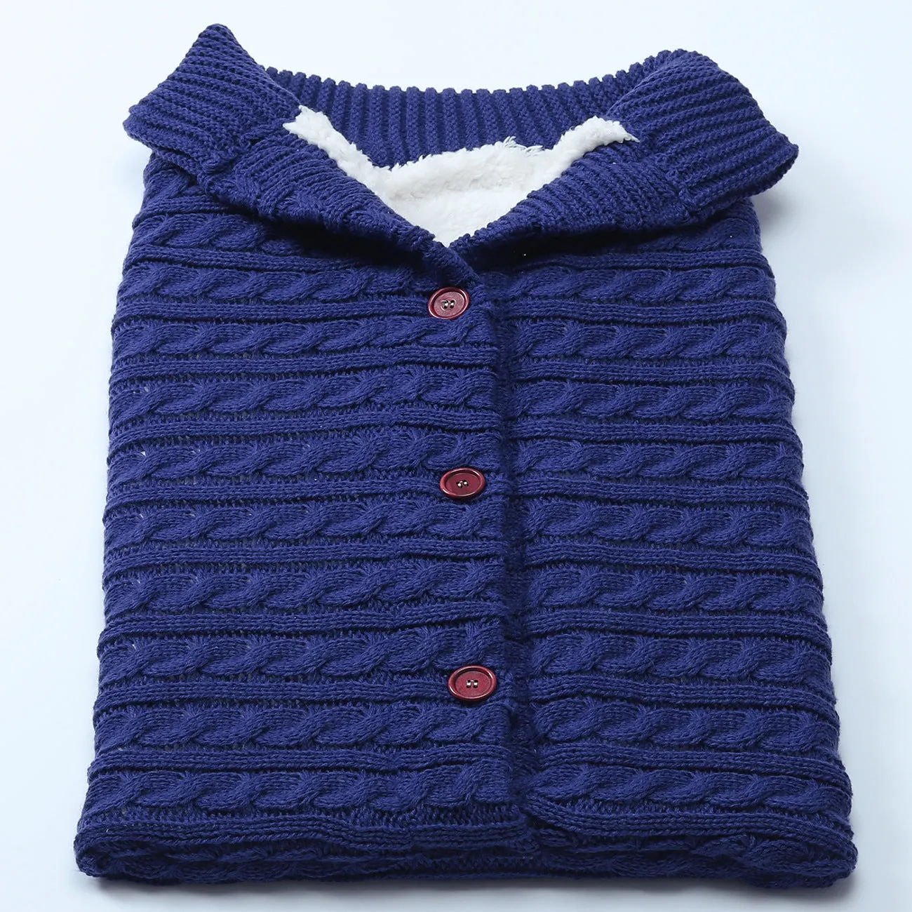 Baby Button Solid Knitted Padded Thickening Winter Sleeping Bag