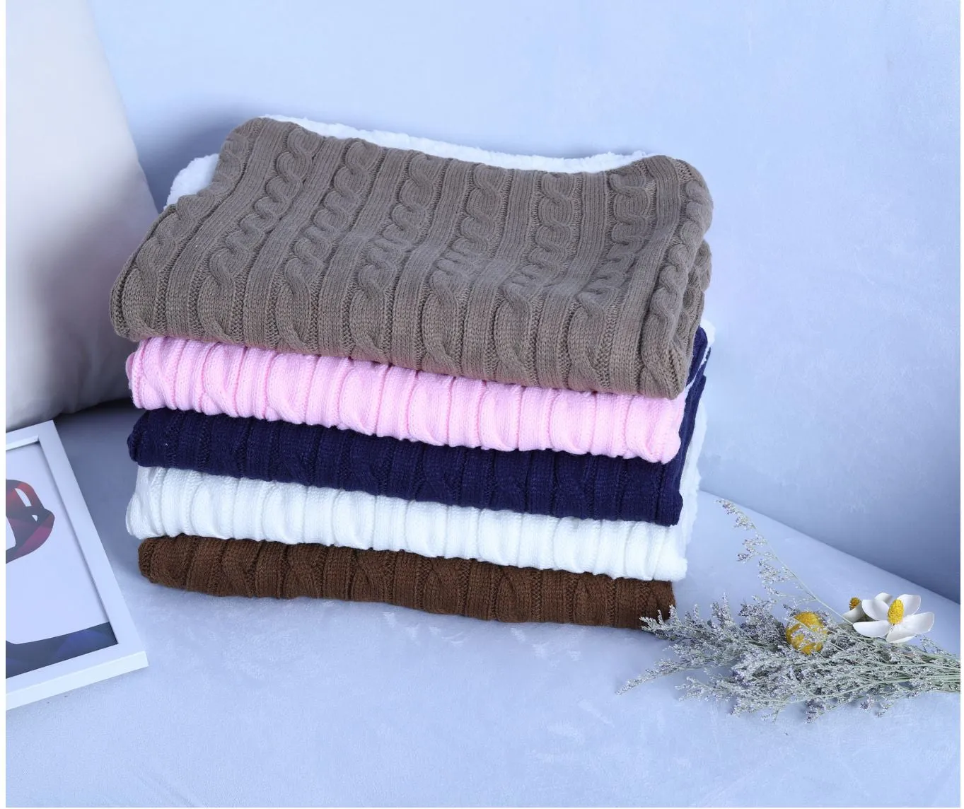 Baby Solid Pad Thickened Winter Knitted Sleeping Bag Hug Blanket