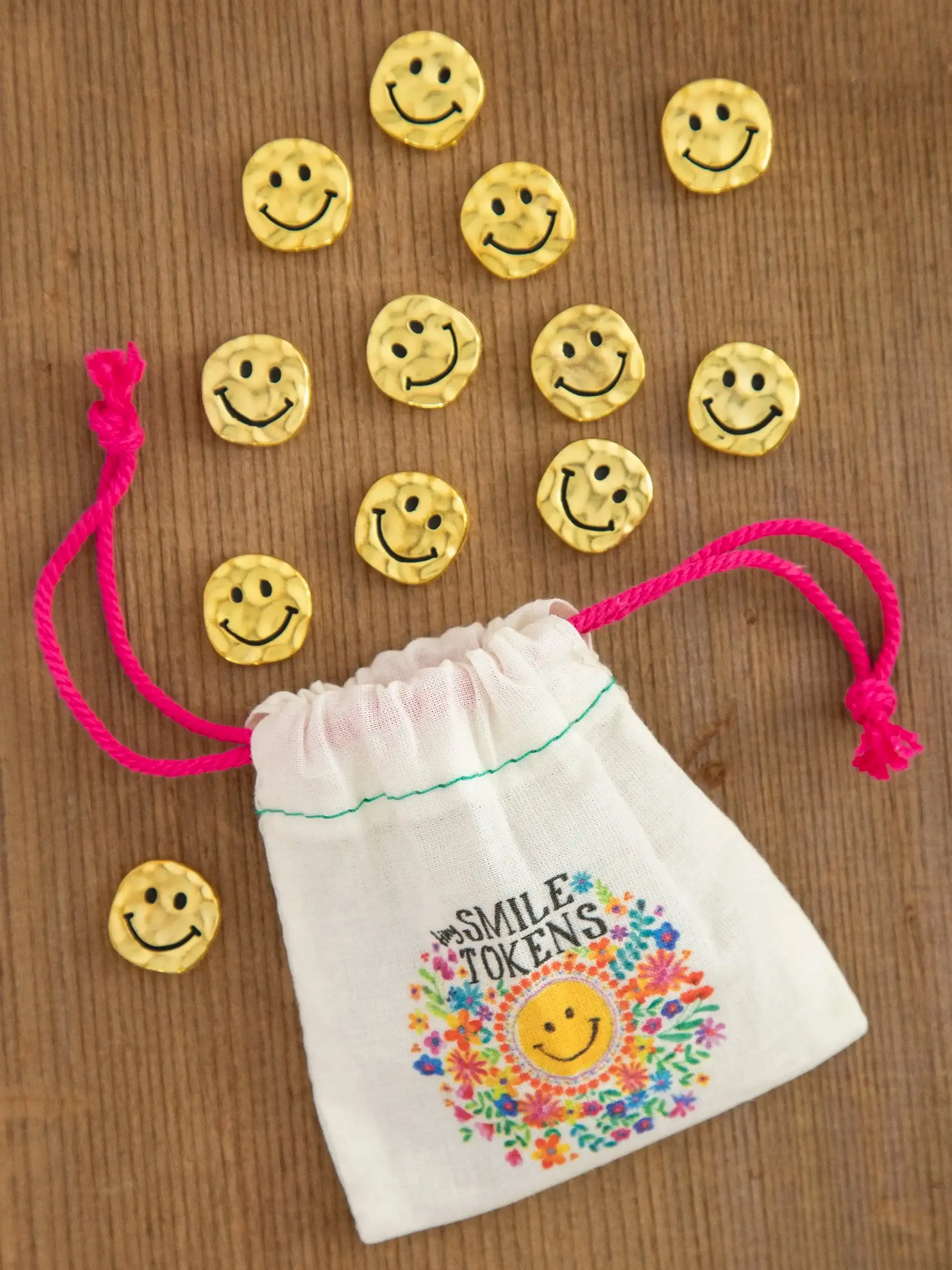 Bag of Tiny Tokens, Set of 12 - Smiley Face