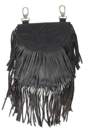 Biker's Leather Boho Fringe Fur Fanny Loop Pack Music Festival Hip Bag