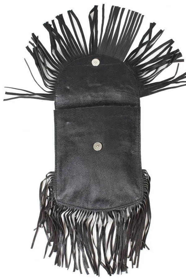 Biker's Leather Boho Fringe Fur Fanny Loop Pack Music Festival Hip Bag