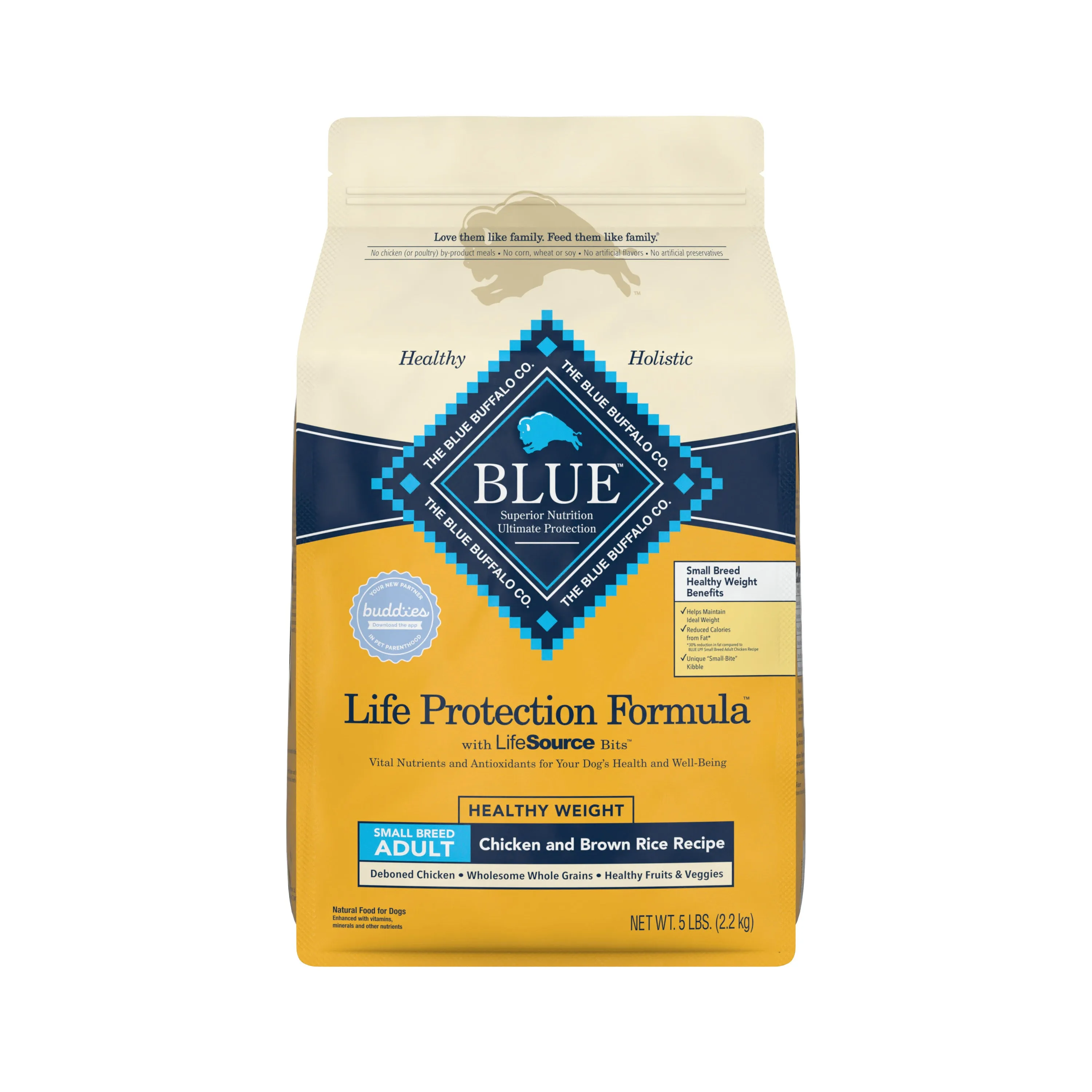 Blue Buffalo Life Protection Formula Natural Adult Small Breed Healthy Weight Dry Dog Food, Chicken and Brown Rice 5 lb. Trial Size Bag