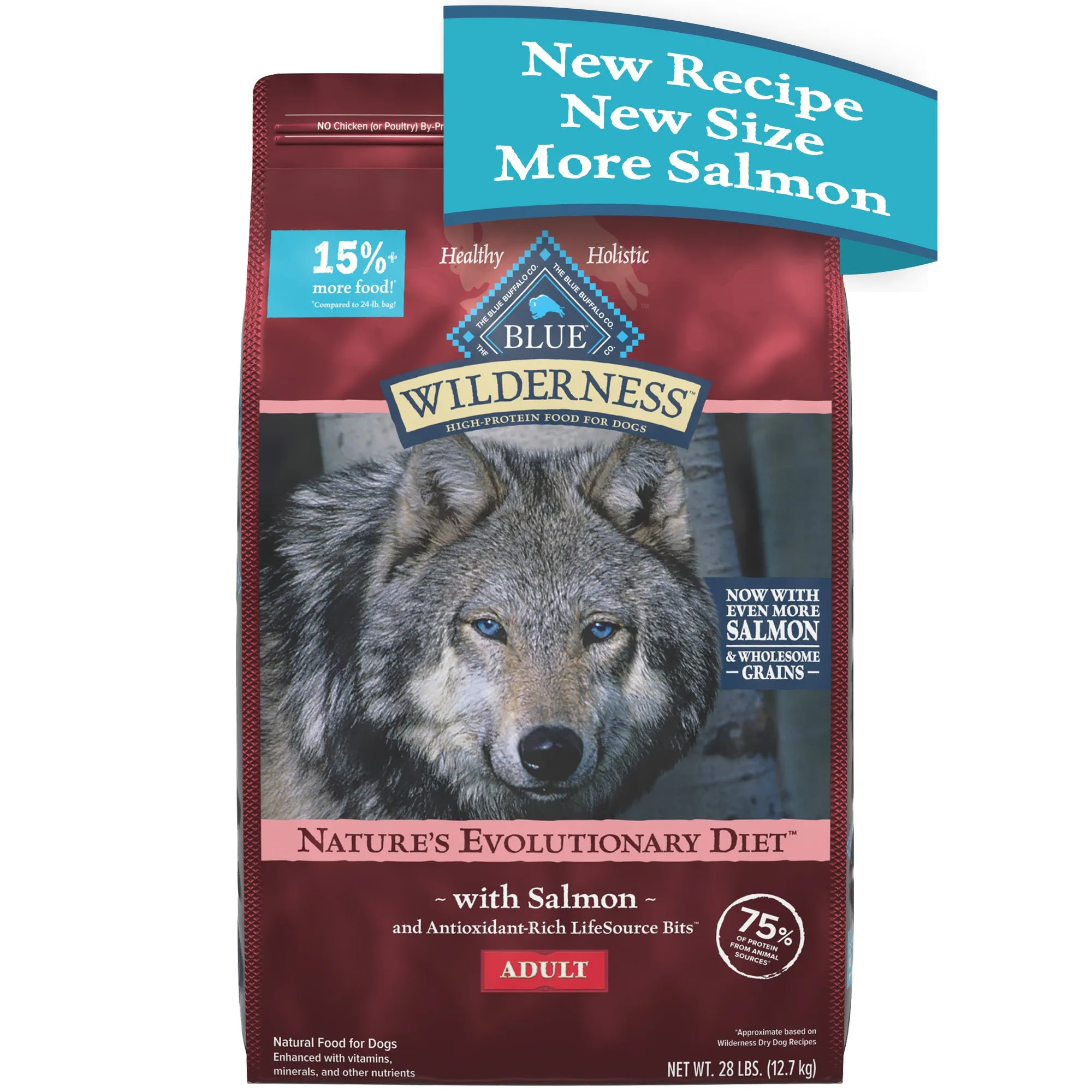 Blue Buffalo Wilderness High Protein Natural Adult Dry Dog Food plus Wholesome Grains, Salmon 28 lb. bag