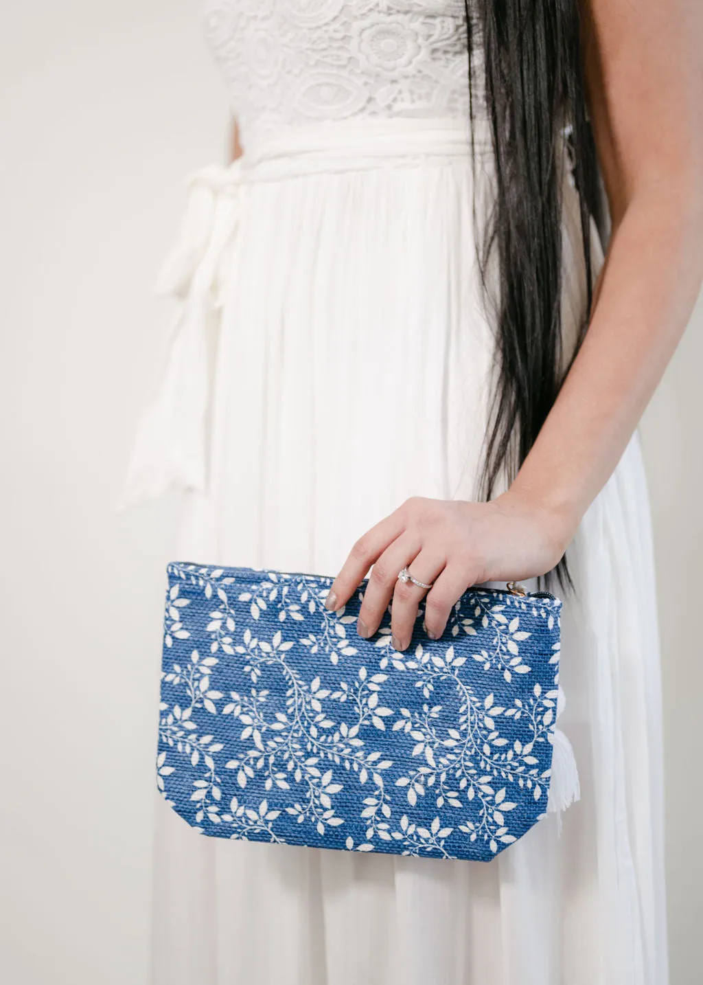 Blue Floral Zip Pouch