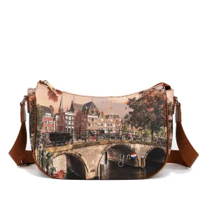 Borsa Donna Hobo Bag a Tracolla Y NOT YES-628 Stampa Autumn River