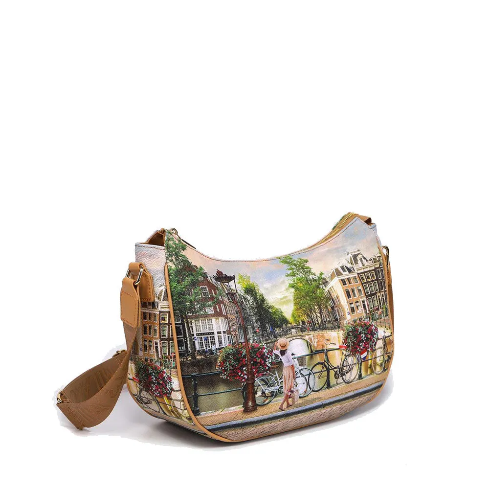 Borsa Donna Hobo Bag a Tracolla Y NOT YES-628 Stampa Bicycles