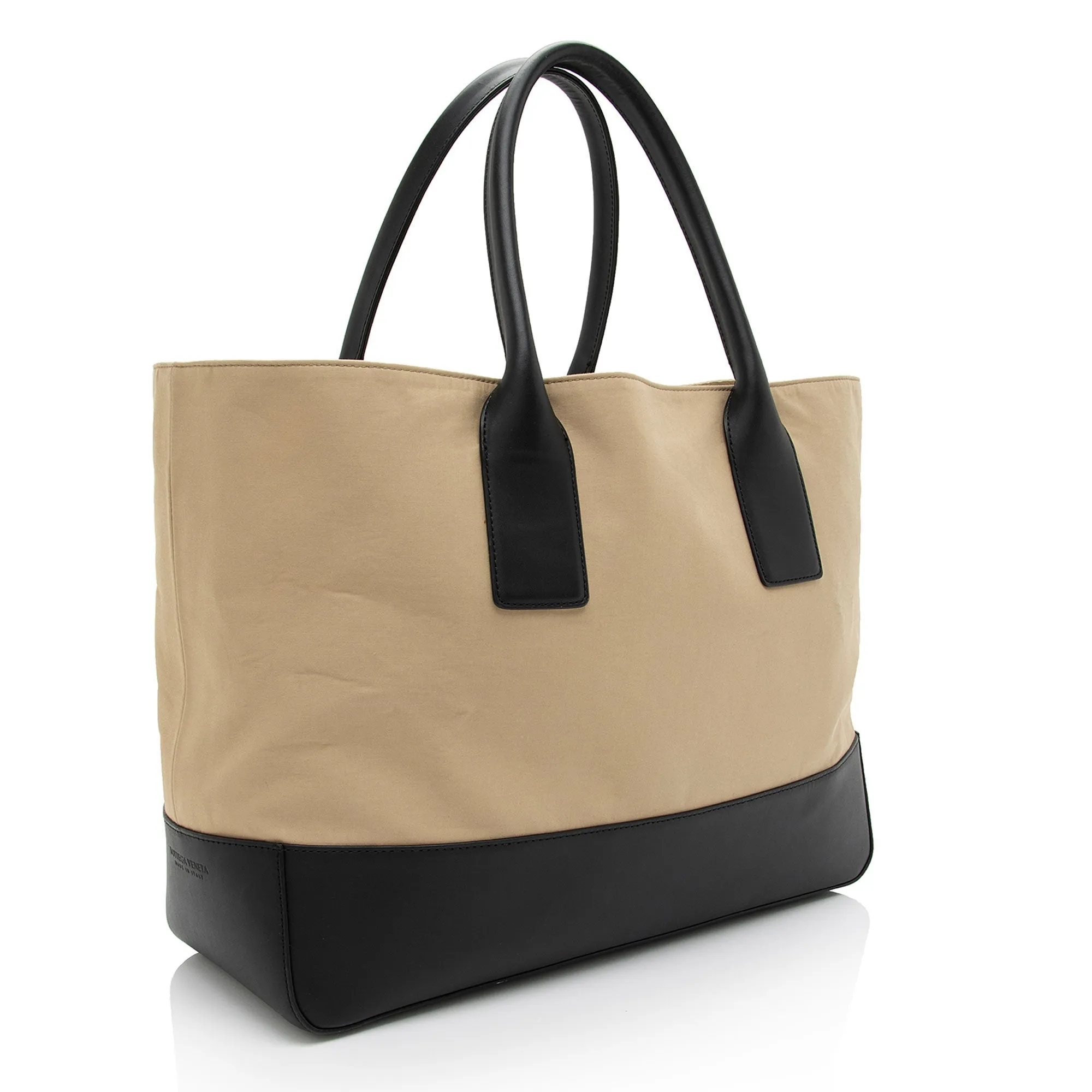 Bottega Veneta Canvas Calfskin Two Tone Tote (SHF-HlaCzX)