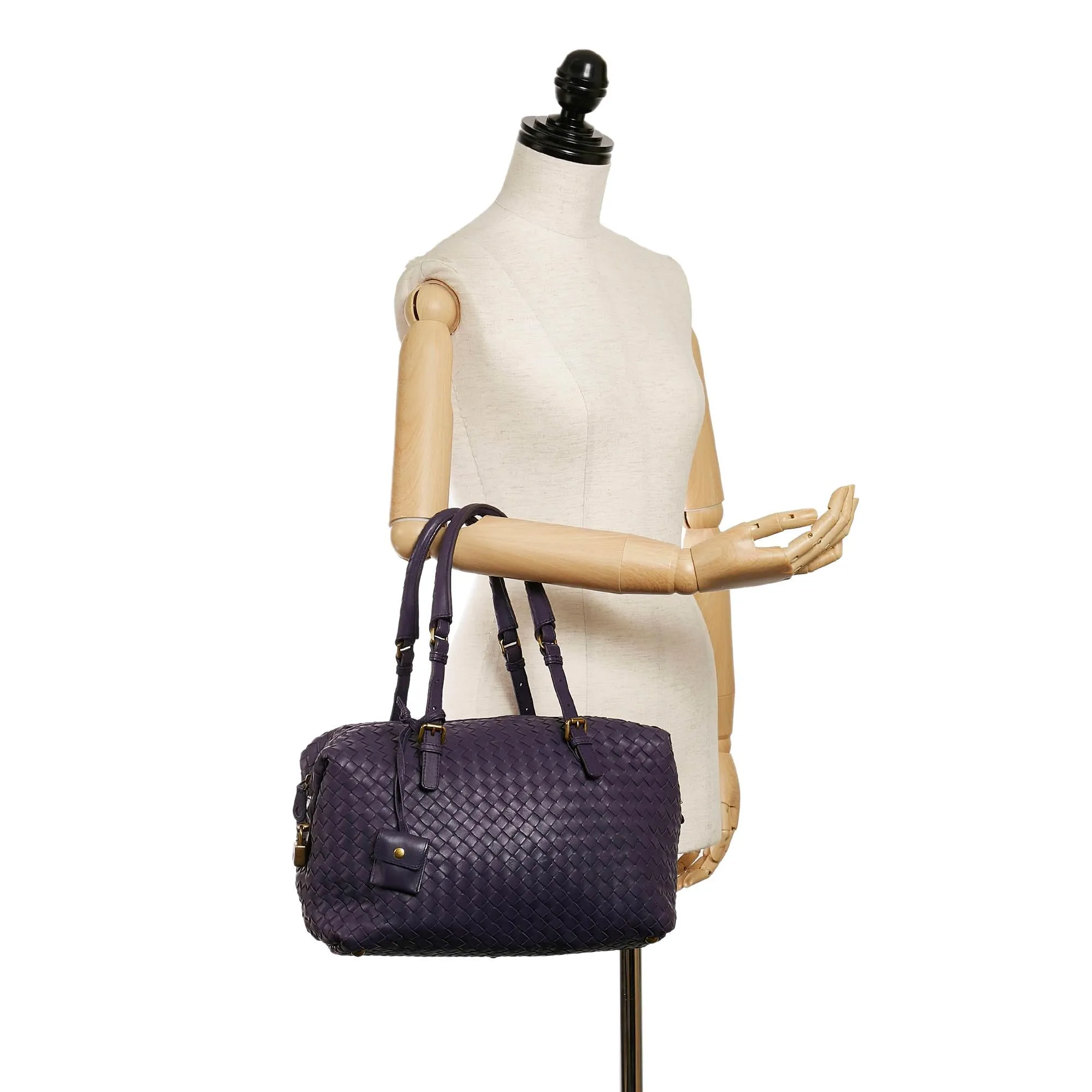 Bottega Veneta Intrecciato Leather Boston Bag (SHG-30407)