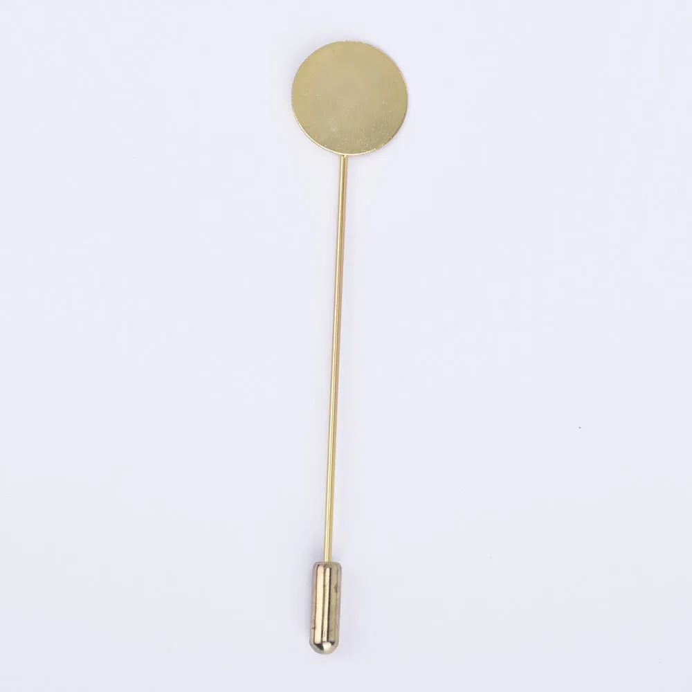 Brass Stick Pin Clutch Brooch 70mm Long With 15mm Base Setting Brooch Finding 50pcs