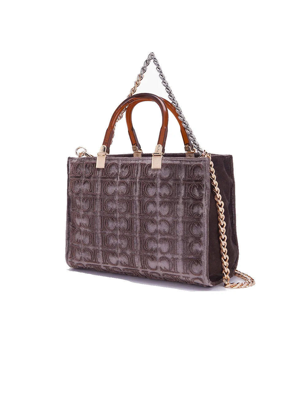 Cell Med. Hand Bag Shopper Velvet - Taupe