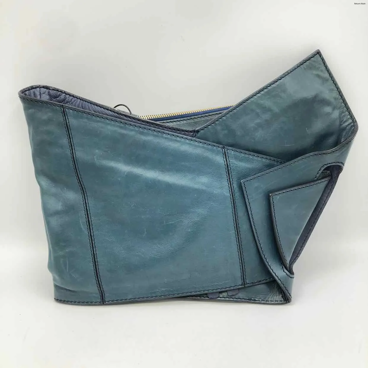 CHLOE Navy Green Leather Pre Loved AS IS Clutch Purse