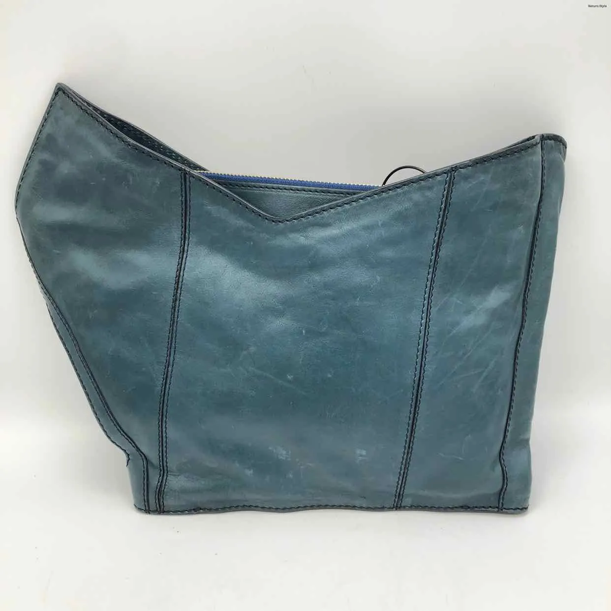 CHLOE Navy Green Leather Pre Loved AS IS Clutch Purse