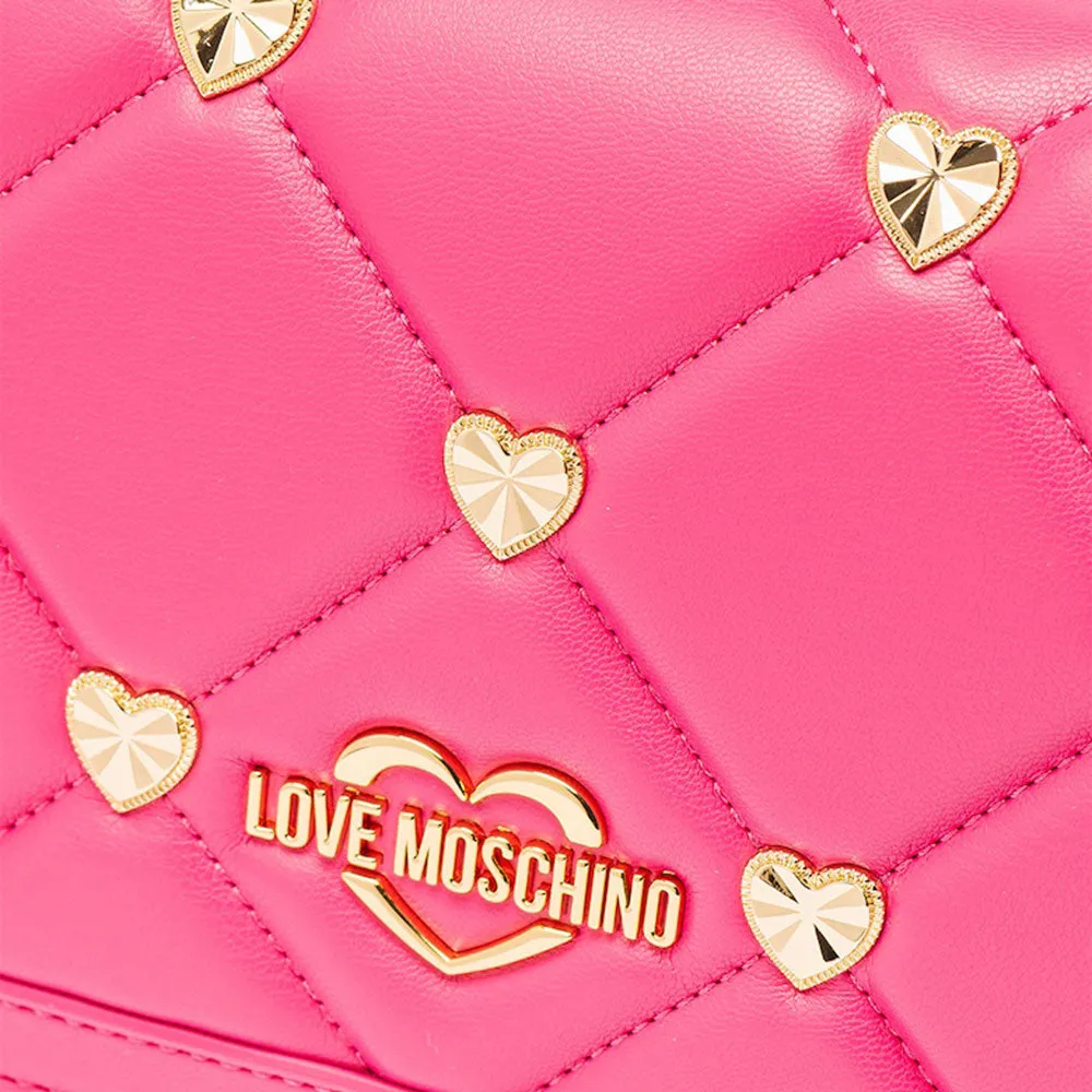 Clutch Donna con Tracolla LOVE MOSCHINO linea Jewel Hearts Fuxia con Borchie Oro