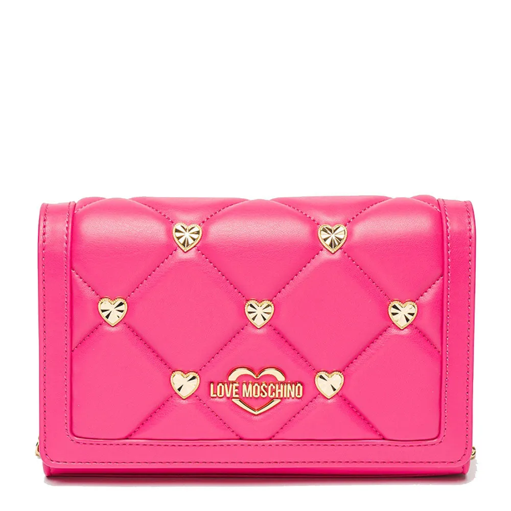 Clutch Donna con Tracolla LOVE MOSCHINO linea Jewel Hearts Fuxia con Borchie Oro