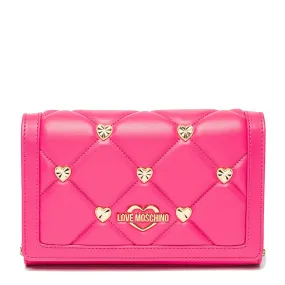 Clutch Donna con Tracolla LOVE MOSCHINO linea Jewel Hearts Fuxia con Borchie Oro