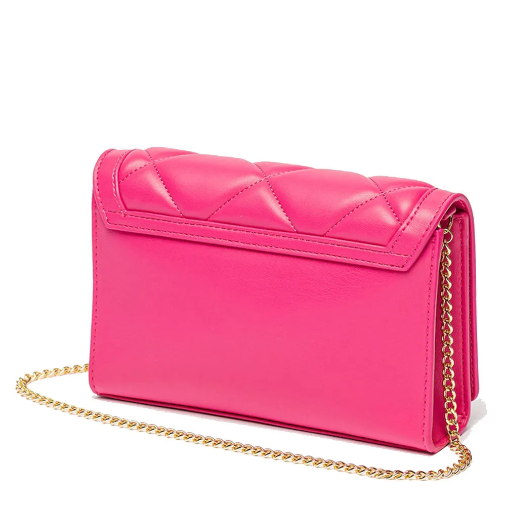 Clutch Donna con Tracolla LOVE MOSCHINO linea Jewel Hearts Fuxia con Borchie Oro