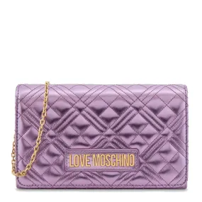 Clutch Donna con Tracolla LOVE MOSCHINO linea Shiny Quilted colore Lavanda Laminato