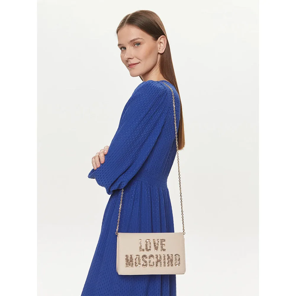 Clutch Donna con Tracolla LOVE MOSCHINO linea Sparkling Logo Avorio