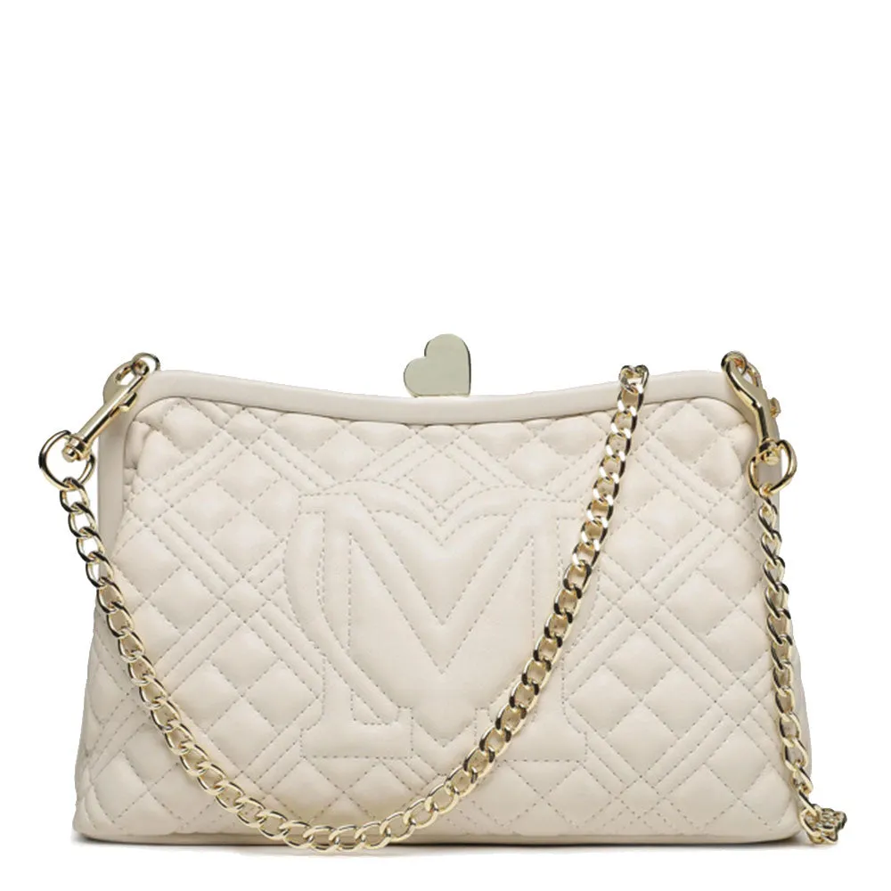 Clutch Donna Trapuntata LOVE MOSCHINO con Chiusura a Cuore color Avorio