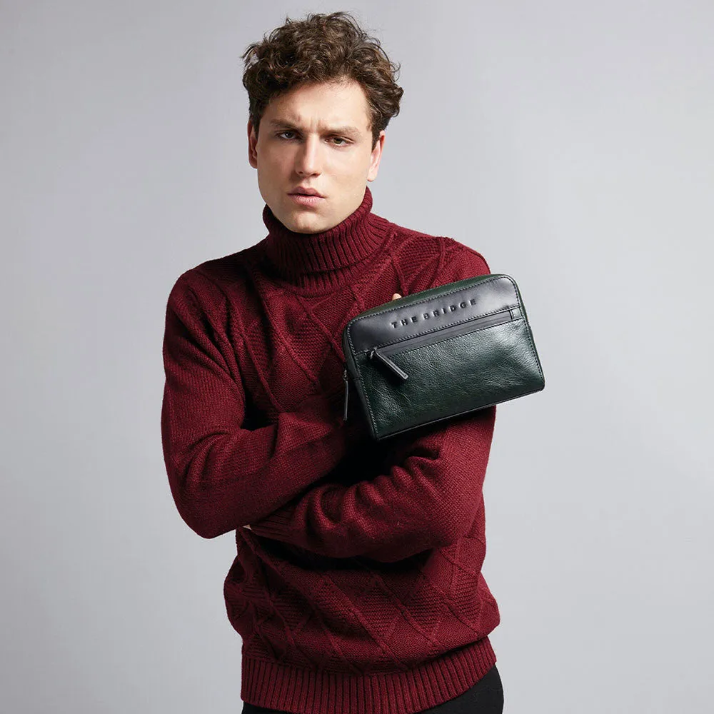 Clutch Uomo con Polsiera THE BRIDGE linea Damiano in Pelle Marrone