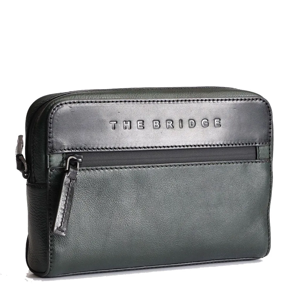 Clutch Uomo con Polsiera THE BRIDGE linea Damiano in Pelle Verde