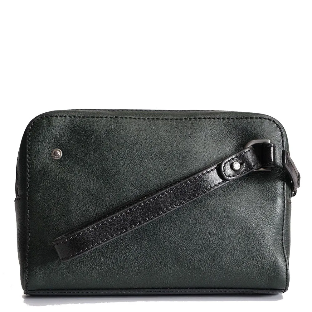 Clutch Uomo con Polsiera THE BRIDGE linea Damiano in Pelle Verde