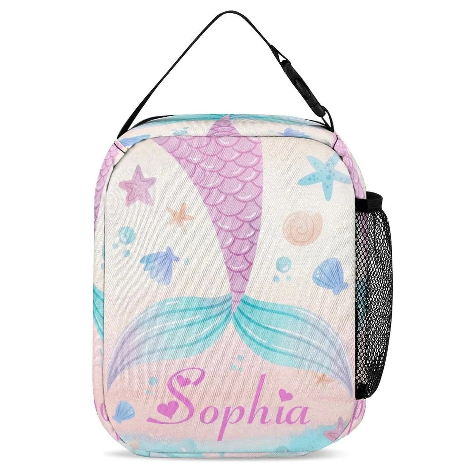 Custom Name Mermaid Tail Portable Insulated Lunch Bag