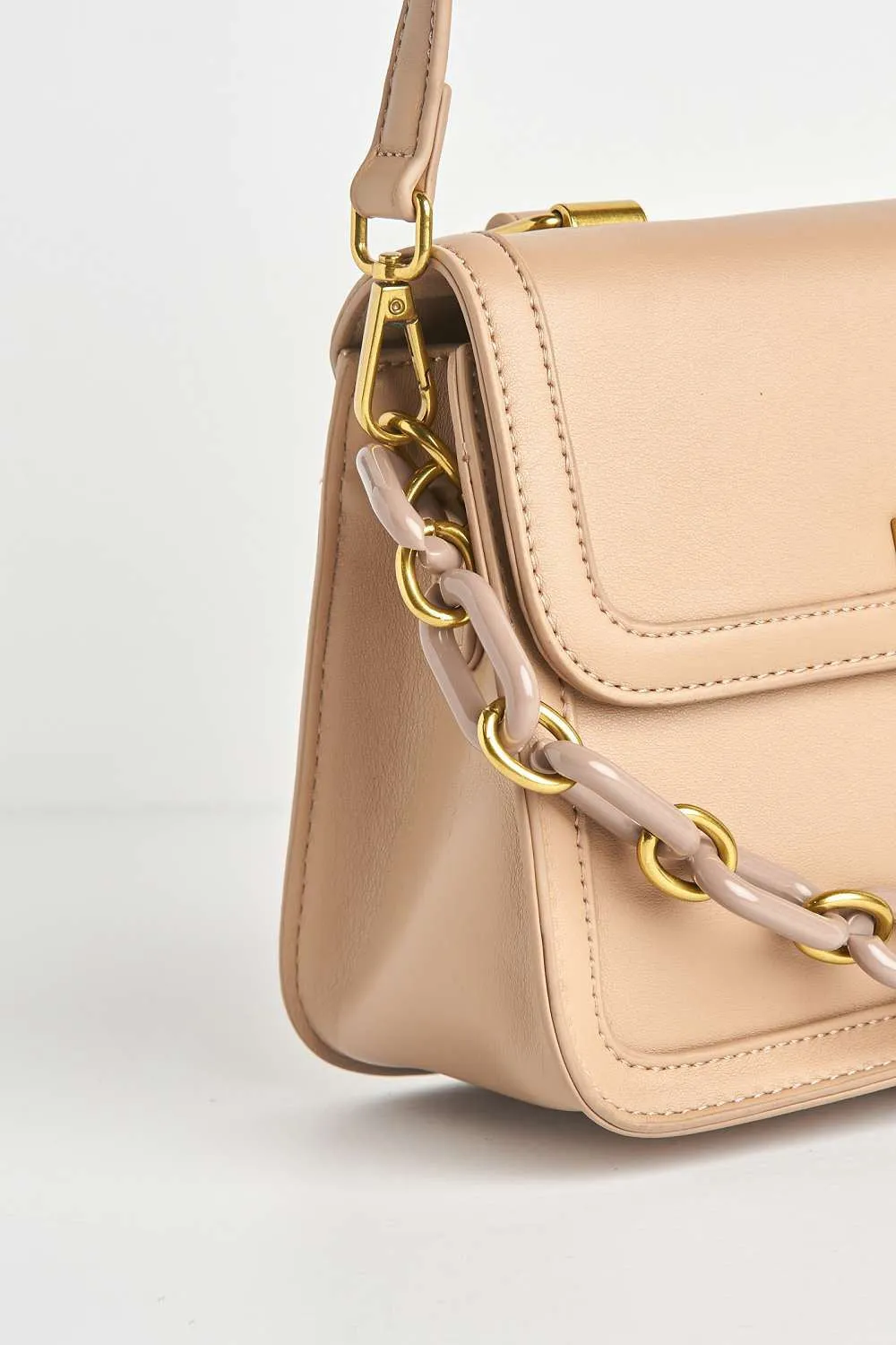 Danya Carlton Collection Chain Detail Top Handle Bag in Blush