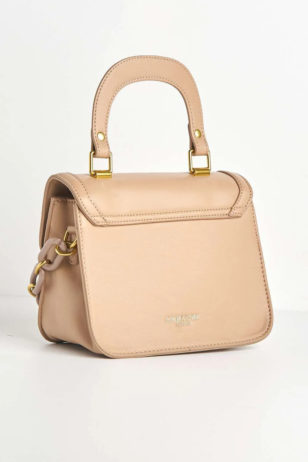 Danya Carlton Collection Chain Detail Top Handle Bag in Blush