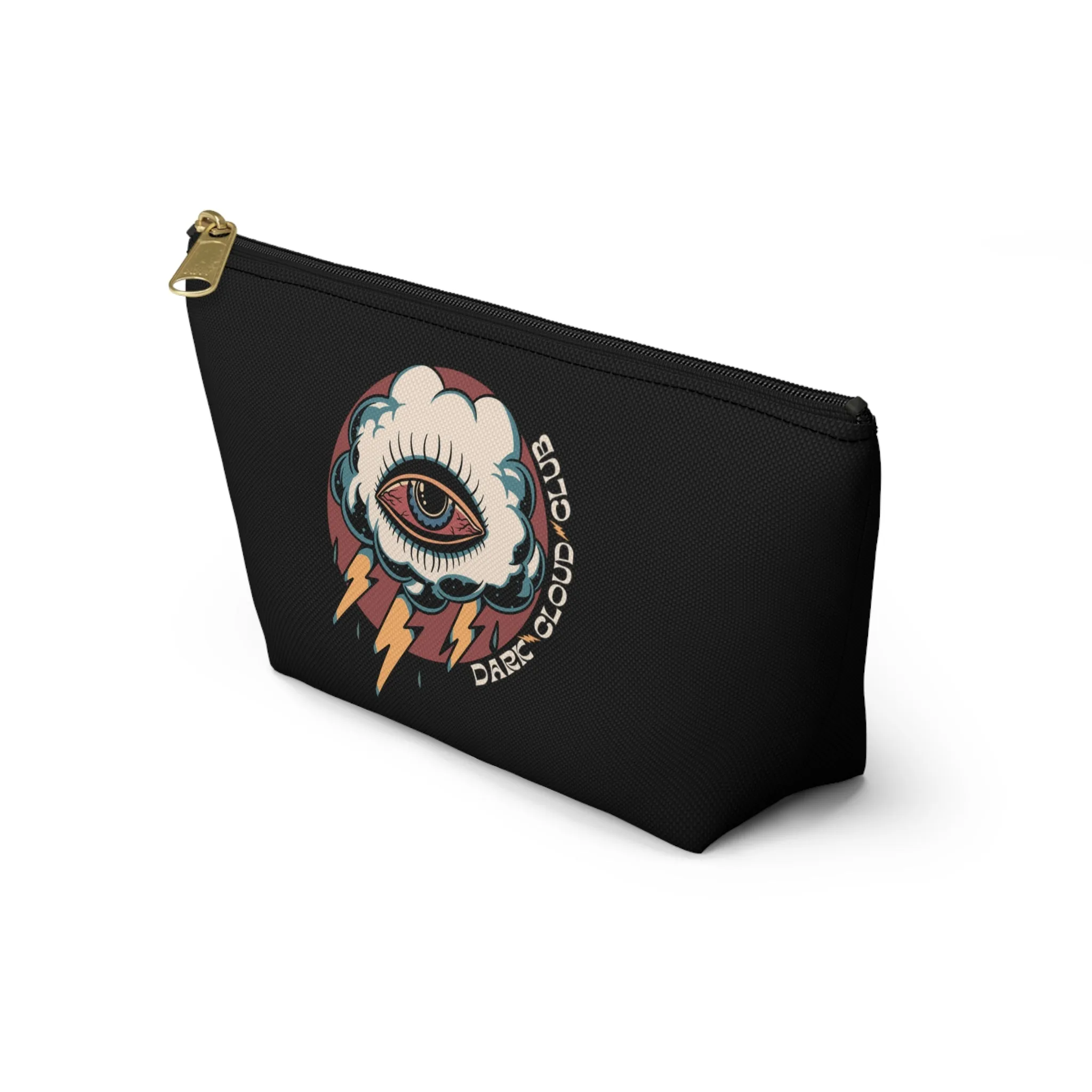 Dark Cloud Club Tattoo Accessory Pouch with T-bottom / Dark Cloud Lightning Eye Makeup Bag Vintage Traditional Tattoo / Punk Rock Bag