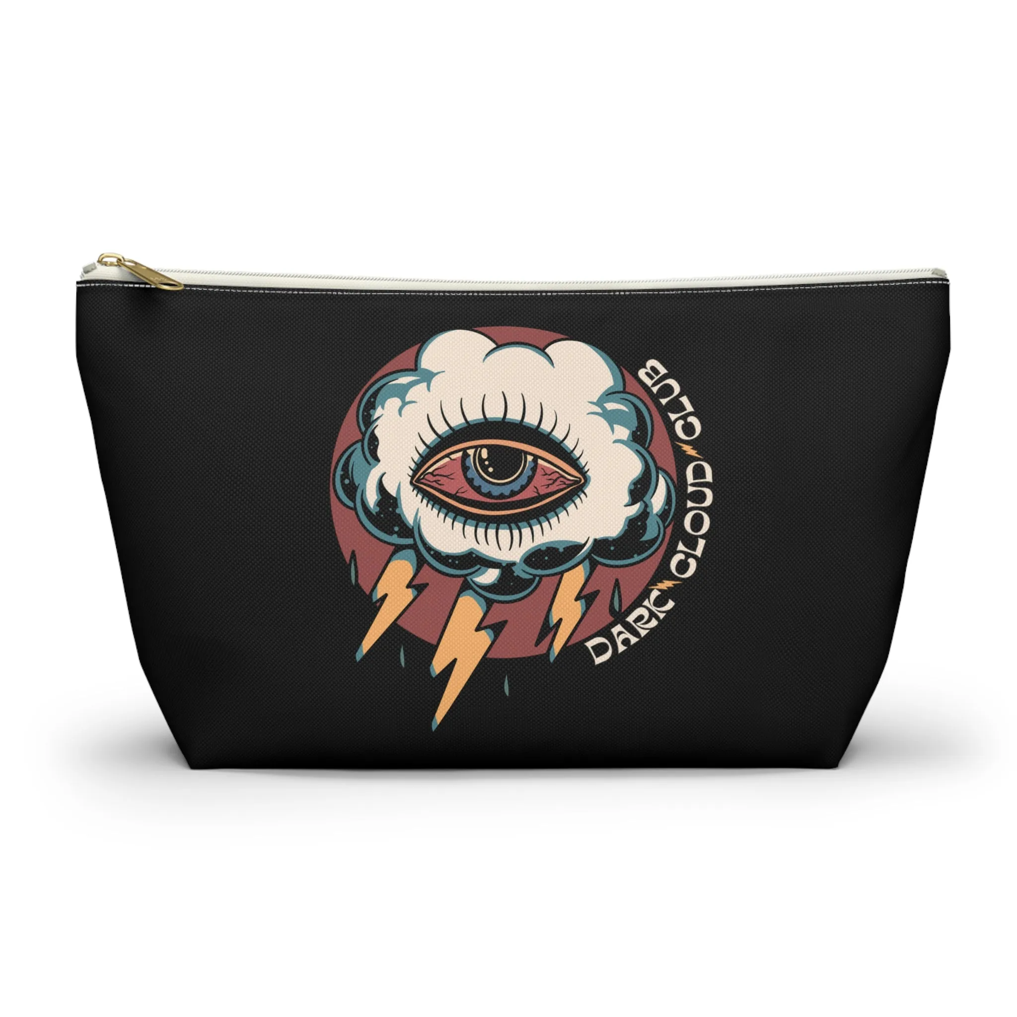 Dark Cloud Club Tattoo Accessory Pouch with T-bottom / Dark Cloud Lightning Eye Makeup Bag Vintage Traditional Tattoo / Punk Rock Bag